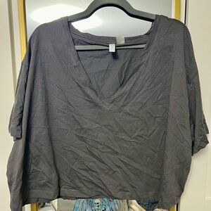 H&M Grey Cotton Crop Tee
